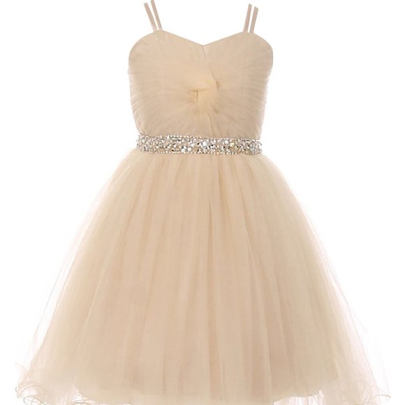 Big Girls Spaghetti A Line Tulle Pageant Easter Graduation Flower Girl Dress - Picture 2 of 4